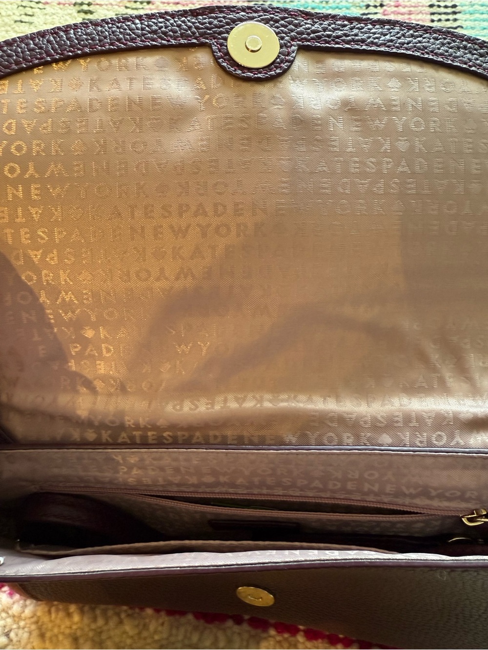 kate spade sequoia crossbody/clutch in plum leather, pony hair w tassel & chain - Picture 7 of 9